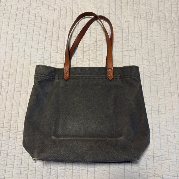 Madewell Canvas Medium Transport Tote, Charcoal with Brown Leather handles - Picture 3 of 5